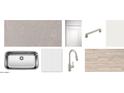 Kitchen design elements featuring shaker style cabinets, stainless steel sink, faucet, and light wood flooring at 15796 W Beryl Ave, Waddell, AZ 85355