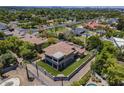 Aerial view of modern home with lush backyard, turf lawn, and privacy fence at 3812 E Camelback Rd, Phoenix, AZ 85018