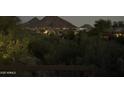 Night landscape view with desert vegetation, neighborhood lights, and a picturesque mountain backdrop at 12366 N 129Th St, Scottsdale, AZ 85259