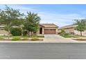 Charming single-story house with a green lawn, mature trees, and vibrant flower beds in a suburban neighborhood at 7440 E Osage Ave, Mesa, AZ 85212