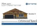 Elevation 'C' rendering of a single-Gathering home with a two-car garage and stone accents at 1241 E Palo Verde Dr, Casa Grande, AZ 85122