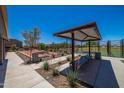 Community bocce ball court, shade structure, benches, and native desert landscaping at 17373 W Jessie Ln, Surprise, AZ 85387