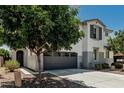 Exterior view of home showcasing the garage, stucco detail and landscaping at 905 S Canal Dr # 17, Chandler, AZ 85225