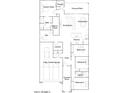 Detailed floor plan showcasing a spacious layout with a kitchen, bedrooms, and a three-bay tandem garage at 23146 E Lords Way, Queen Creek, AZ 85142