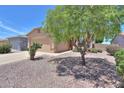 Single-story home featuring a two-car garage, neutral stucco, desert landscaping and a tile roof at 1880 E Birch St, Casa Grande, AZ 85122