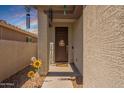 Charming front door area with decorative sunflowers and a welcoming 'Hey Friends' sign at 20251 W Madison St, Buckeye, AZ 85326