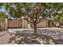 Exterior of tan brick home featuring a large tree shading the front yard at 2256 S Las Flores --, Mesa, AZ 85202
