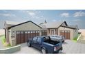 Spacious three-car garage with stylish doors and ample parking space in front at 3506 N Crystal Peak Cir, Mesa, AZ 85207