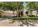 Inviting home with lush trees, verdant grass, and a charming entrance, complete with a tidy driveway and welcoming facade at 3030 E Camellia Dr, Gilbert, AZ 85296