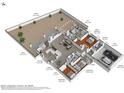 3D floor plan showcases the home's layout, including the kitchen, living room, and bedrooms at 15232 S 36Th Pl, Phoenix, AZ 85044