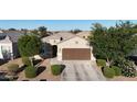 This home showcases a well-maintained front yard with lush landscaping and a charming entrance, enhancing curb appeal at 17851 N Mughetto Dr, Maricopa, AZ 85138
