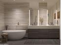 Serene bathroom with a freestanding tub, marble countertops, dual sinks, and elegant lighting creating a spa-like retreat at 5050 N Camelback Ridge Dr # 2101, Scottsdale, AZ 85251