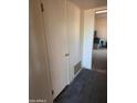 View of a hallway with a door and a glimpse into another room with storage bins at 1128 E Malibu E Dr, Tempe, AZ 85282