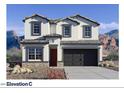 New two-story home with a two-car garage, neutral paint, mountain views and desert landscaping at 7384 W Buckhorn Trl, Peoria, AZ 85383