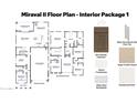 Detailed floor plan showcasing the layout, dimensions, and interior design elements of the Miraval II model at 7392 W Buckhorn Trl, Peoria, AZ 85383