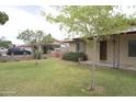 Well-maintained front yard featuring healthy green grass, mature trees and a charming wishing well at 8334 N 55Th Ave, Glendale, AZ 85302