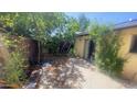 A view of the backyard, including a covered patio and sparse landscaping at 3404 W Tangerine Ln, Phoenix, AZ 85051