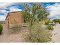 Desert landscaping surrounds this single Gathering home at 980 W Prior Ave, Coolidge, AZ 85128
