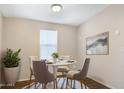 Cozy dining area with a round table, stylish chairs, and a decorative plant at 320 E Mckellips Rd # 163, Mesa, AZ 85201