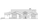 Detailed elevation drawing showcases a large home design with multiple gables and stone detailing across the facade at 6302 E Calle Del Norte --, Scottsdale, AZ 85251