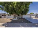 Charming single-story home features a well-maintained front yard with mature trees and a two-car garage at 5657 E Dallas St, Mesa, AZ 85205