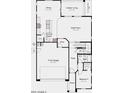 First floor layout of a single Gathering home, featuring an open kitchen, dining, and great room concept at 16760 W Hope Dr, Surprise, AZ 85388