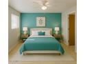 Comfortable bedroom with large bed, modern lamps, and bright natural light at 5342 E Des Moines St, Mesa, AZ 85205