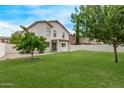 Expansive backyard with lush green grass and privacy fence at 2438 W Via Dona Rd, Phoenix, AZ 85085