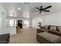 Open-concept living space showcasing modern finishes, tile floors, and access to the outdoor patio at 1408 E Orange St, Tempe, AZ 85281