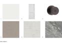 Selection of paint, door, hardware, flooring and granite materials to be used in the home at 11045 N Hershey St, Surprise, AZ 85388