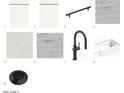 Selection of cabinet, door handle, granite, tile and hardware materials to be used in the home at 11045 N Hershey St, Surprise, AZ 85388