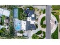 Expansive property showcasing a pool, tennis court, modern home design, and meticulous landscaping at 8230 E Wood Dr, Scottsdale, AZ 85260