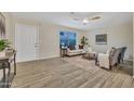 Cozy living room featuring neutral tones, stylish furniture, and plenty of natural light at 5808 E Brown Rd # 49, Mesa, AZ 85205