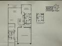 Detailed floor plan showing a three-bedroom layout, open living space, and an attached two-car garage at 18244 W Soft Wind Dr, Surprise, AZ 85387