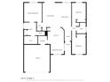 Detailed floor plan showcasing the layout of the house, including bedrooms, living areas, and garage at 3555 E Feather Ave, Gilbert, AZ 85234