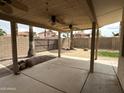 View of covered back patio area with a gravel backyard, great for outdoor entertaining and relaxing at 18899 N 77Th Ave, Glendale, AZ 85308