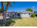 Well-maintained home featuring a green lawn and a quaint front patio, shaded by a mature tree at 6121 N 11Th St, Phoenix, AZ 85014