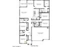 First floor plan showcasing the home's layout, including bedrooms, bathrooms, kitchen, living spaces, and a three-car garage at 12232 E Agave Ln, Florence, AZ 85132