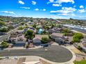 Expansive aerial view of the neighborhood showcasing the home's cul-de-sac location at 13608 N 19Th Pl, Phoenix, AZ 85022