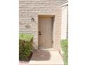 Inviting front door with stylish hardware and manicured landscaping at 225 N Standage -- # 45, Mesa, AZ 85201