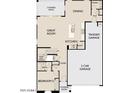 First floor floorplan featuring kitchen, great room, dining room, garages, bath, and bedroom 5 at 15744 W Camden Ave, Waddell, AZ 85355