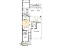 Detailed first floor plan featuring the owner's suite, study, kitchen, dining area, and a three-car garage at 1964 W Rowel Rd, Phoenix, AZ 85085