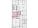 Floorplan of a home, highlighting four bedrooms, with dedicated bathrooms, and open-concept living space at 5408 W Sweet Pea Ter, Laveen, AZ 85339