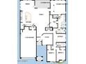 A detailed floor plan featuring a 4-car garage, open-concept kitchen and living area, and owner's suite at 953 W Ridge Rd, Apache Junction, AZ 85120