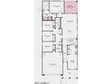 Detailed floor plan showing four bedrooms, two bathrooms, great room, gourmet kitchen, and two-car garage at 10905 E Texas Ave, Mesa, AZ 85212