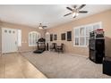 Versatile bonus room with plush carpeting and bright, shuttered windows at 1268 N Pine St, Gilbert, AZ 85233