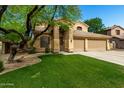 Charming home with a lush lawn, mature trees, and a convenient three-car garage at 1268 N Pine St, Gilbert, AZ 85233