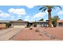 Inviting single-Gathering home featuring a desert-landscaped front yard with a mature palm tree at 7120 N Via De La Sendero --, Scottsdale, AZ 85258