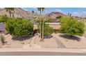 Eye-level front yard showcasing the desert landscape and an inviting entrance with palm trees at 2234 E Lawrence Rd, Phoenix, AZ 85016