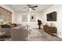 Living room with neutral decor, modern furniture, and stylish rug for a cozy ambiance at 6932 E Latham St, Scottsdale, AZ 85257